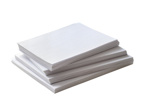 Isolated organized stacks of new blank white paper, versatile stationery for office or school