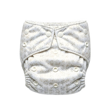 Soft knitted baby diaper cover with elasticized waistband and leg openings isolated on transparent background