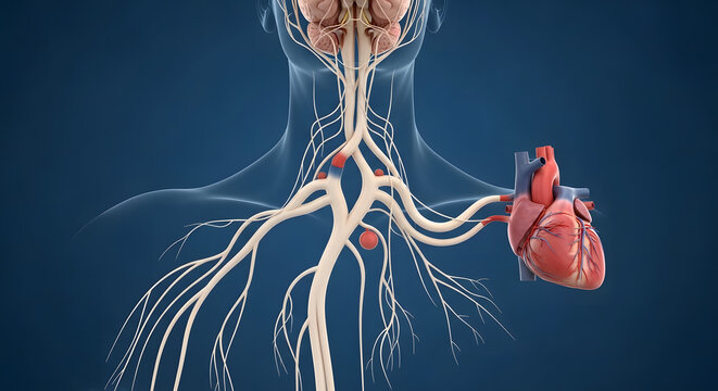 Human circulatory system highlighting the heart and major blood vessels