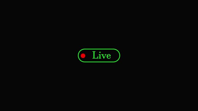 Animation of live button with transparent background, 4k simple live streaming icon animation, live and social media live performances or your channel.