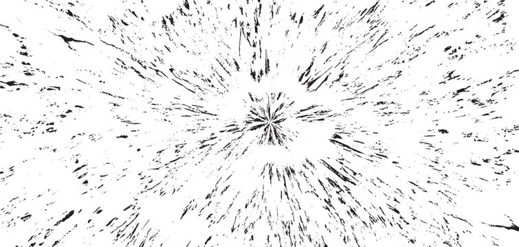 Circular starburst explosion texture. Distressed uneven grunge background. Abstract vector illustration. Overlay to create interesting effect and depth. Isolated on white background.
