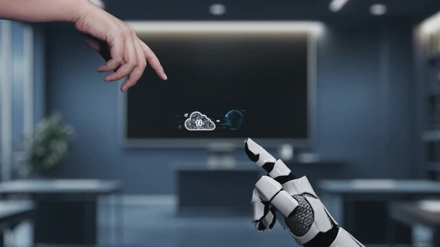 This video showcases the interplay between cloud computing, artificial intelligence, and data security within a modern office setting, emphasizing digital transformation. Auvana