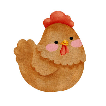 Cute watercolor chicken 