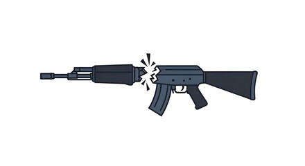 Broken rifle icon symbolizing stop violence on white background