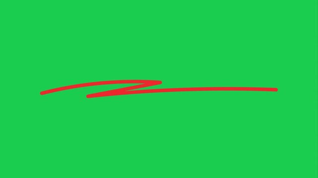 Underline Stroke Animation on Green Screen. Marker Underline Reveal Motion on Chroma Key. Scribble Line Under Text Animation