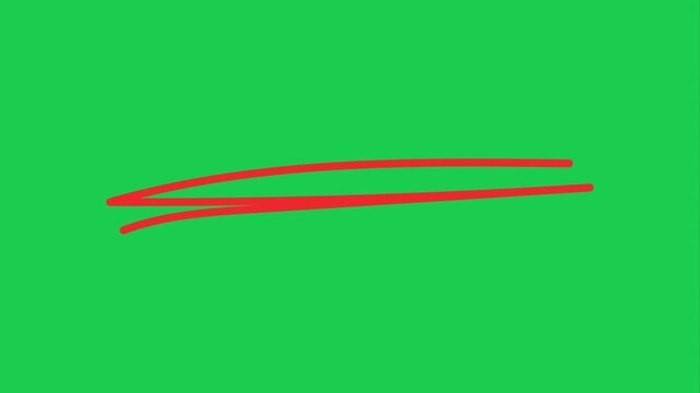 Underline Stroke Animation on Green Screen. Marker Underline Reveal Motion on Chroma Key. Scribble Line Under Text Animation