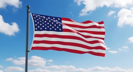 Fototapeta premium The american flag waving in the wind