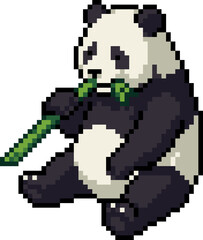 Panda eating bamboo pixel art character isolated on white background © จิรพัฒน์ เขาทอง