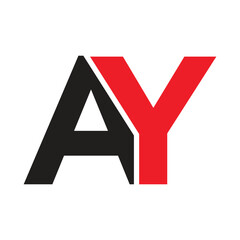 Obraz premium Letter AY Monogram Logo Design with Modern Bold Black and Red Geometric Typography