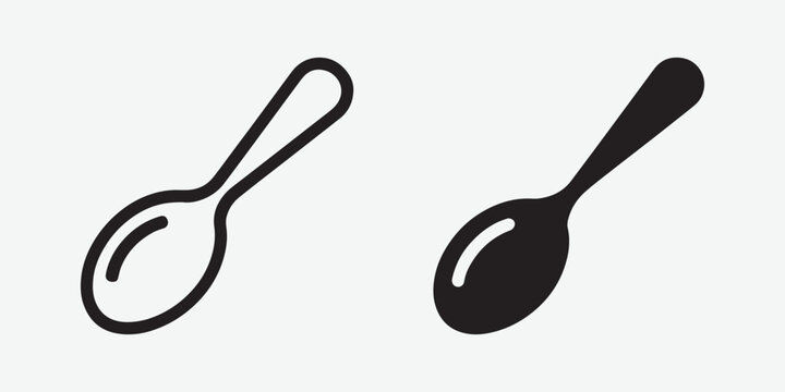 Silhouette of two spoons on a white background