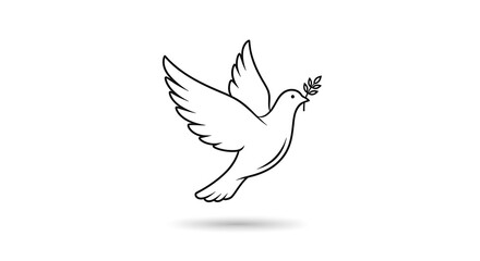 Fototapeta premium A white dove flies with an olive branch