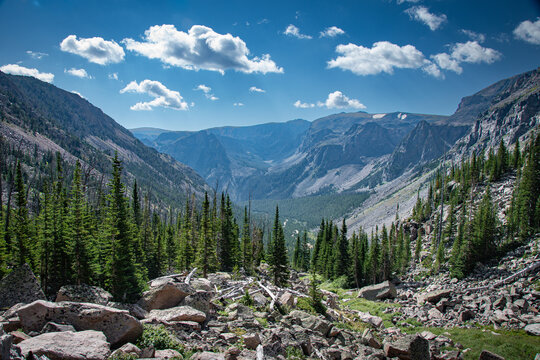 Scenic glacial valley in the Beartooth Wilderness, Montana, USA