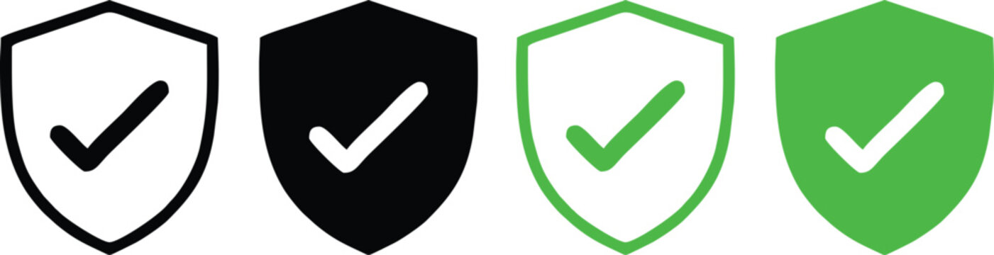 Shield. Check mark icon. Security shield protection icon. 