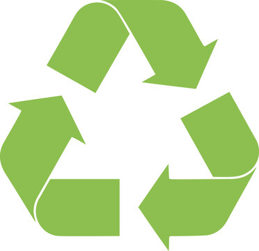 Green recycling symbol with three arrows. Environmental sustainability icon on transparent background