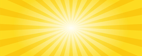 Abstract background with sun and rays. Retro background for a superhero comic in the style of pop art with yellow rays. Vector illustration. © Helga1