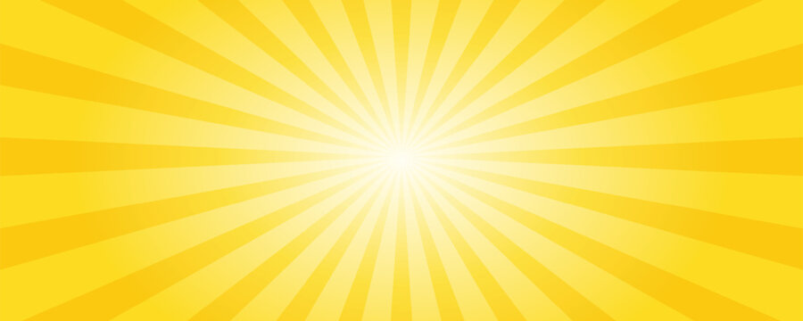 Abstract background with sun and rays. Retro background for a superhero comic in the style of pop art with yellow rays. Vector illustration.