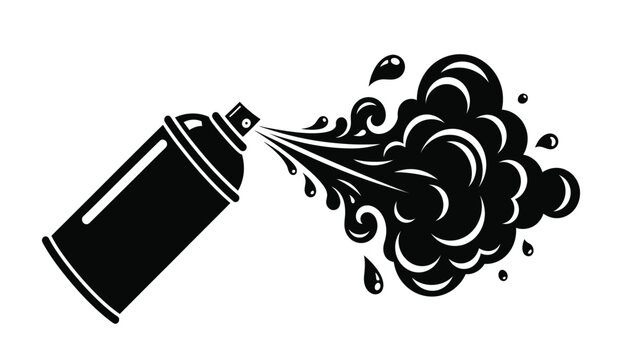 Spray can silhouette with explosive cloud of paint