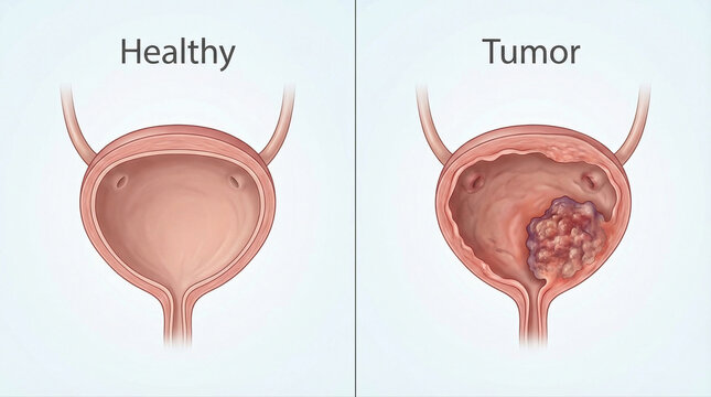 Healthy Human Bladder vs Bladder Tumor Anatomy