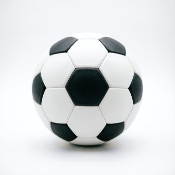 3D realistic black and white soccer ball isolated on white background