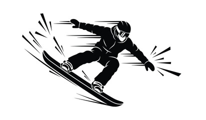 Snowboarder in motion silhouette dynamic winter sports action © lors of design