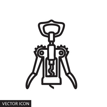 A wine bottle opener outline drawing on a white background