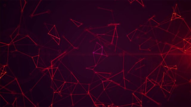 Abstract glowing network connection animation with red lines and dots on a dark backdrop