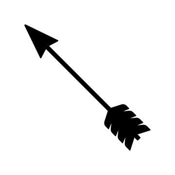 Bow arrow icon. Black silhouette. Front and side view. Vector simple flat graphic illustration. Isolated object on a white background.