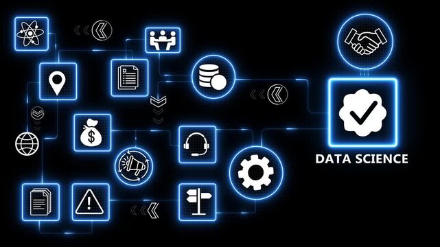 Data science analytics system with machine learning and statistical data processing for business intelligence and digital technology solutions 4k