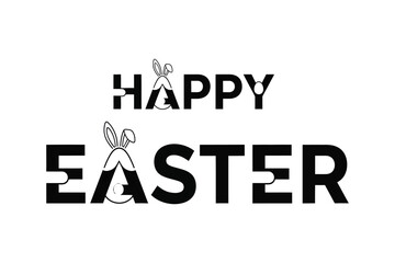 Easter greeting card with happy easter text and bunny silhouette © ABDUL