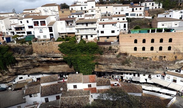 Panoramic view of Setenil de la Bodega, White Villages, Cadiz, Andalusia, Spain