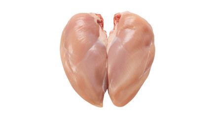 Fototapeta premium Two raw chicken breast fillets on black meat isolated on a transparent background