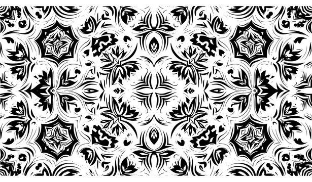 Blue and white Turkish azulejo floral seamless pattern vector inspired by Islamic ceramic tile ornament design