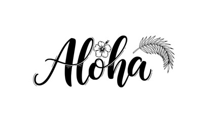 Hand drawn Aloha brush lettering vector logo for Hawaiian shirt print and tropical summer design © MstNadiya