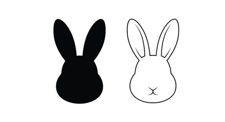 Obraz premium Two rabbit depictions one solid black and one outlined a striking silhouette