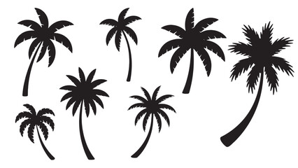 Fototapeta premium A group of palm trees in various poses Vector