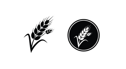 Wheat stalks and circular emblem design in black a striking silhouette © Rabbi