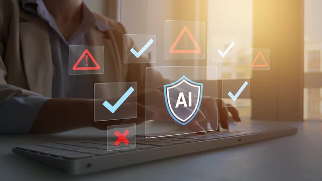 AI safety and governance concept showing monitoring, risk control, ethical validation in digital systems.Technology Ai risk framework for secure automation,compliance,transparency and responsibility.	