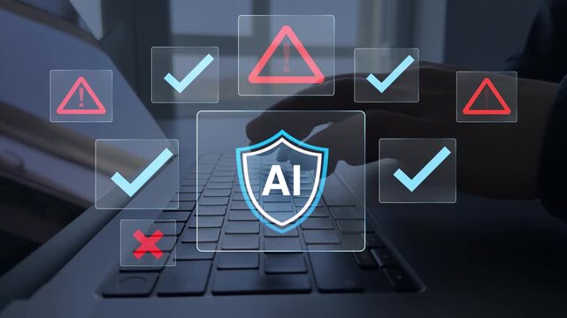 AI safety and governance concept showing monitoring, risk control, ethical validation in digital systems.Technology Ai risk framework for secure automation,compliance,transparency and responsibility.	