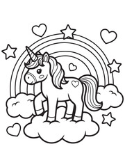 Fototapeta premium Bold cute unicorn coloring page for kids