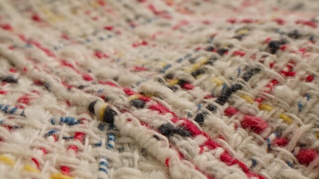 Light brown Beige wool coat background, natural sheepskin close-up macro coat. Top view