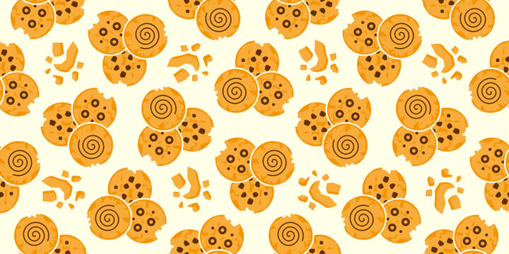biscuit seamless pattern vector illustration. biscuit seamless pattern background design. cookies seamless pattern background vector illustration