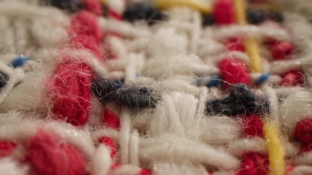 Light brown Beige wool coat background, natural sheepskin close-up macro coat. Top view