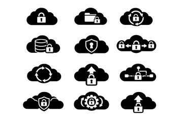 Obraz premium Icon online privacy simple vector set digital lock cylinder generation diagram image