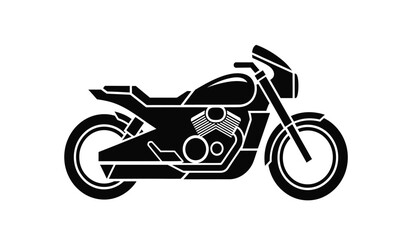 Naklejka premium Silhouette of a sleek black motorcycle with white outline on a plain background showcasing its sporty design and features silhouette