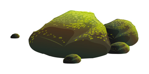Moss covered rocks and boulders isolated on transparent background transparent background © MorshedBD