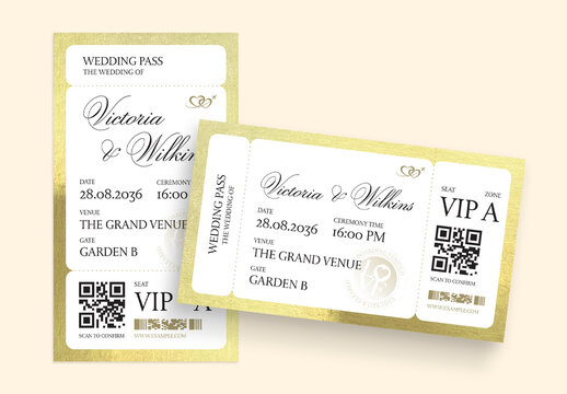 Destination Wedding Boarding Pass Invitation Template, Airline Ticket & RSVP / Save The Date Card