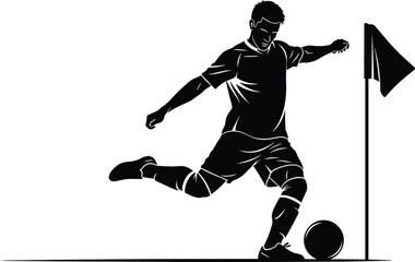 Soccer player kicking ball near corner flag © MdSamiul