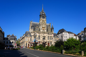 Fototapeta premium Flamboyant Gothic facade of the historic City Hall in Compiegne, Picardy, France