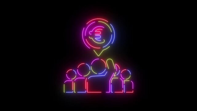 Auction Adjudicate Adjudge neon line icon seamless loop