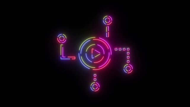 Music Stream Feedback neon line icon seamless loop